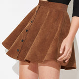 Lina | Uitlopende dames corduroy rok met knoopsluiting