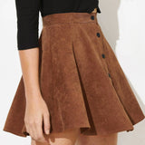 Lina | Uitlopende dames corduroy rok met knoopsluiting