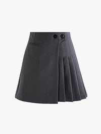 Mila | Plissérok in Wollook met Hoge Taille & Knopdetails