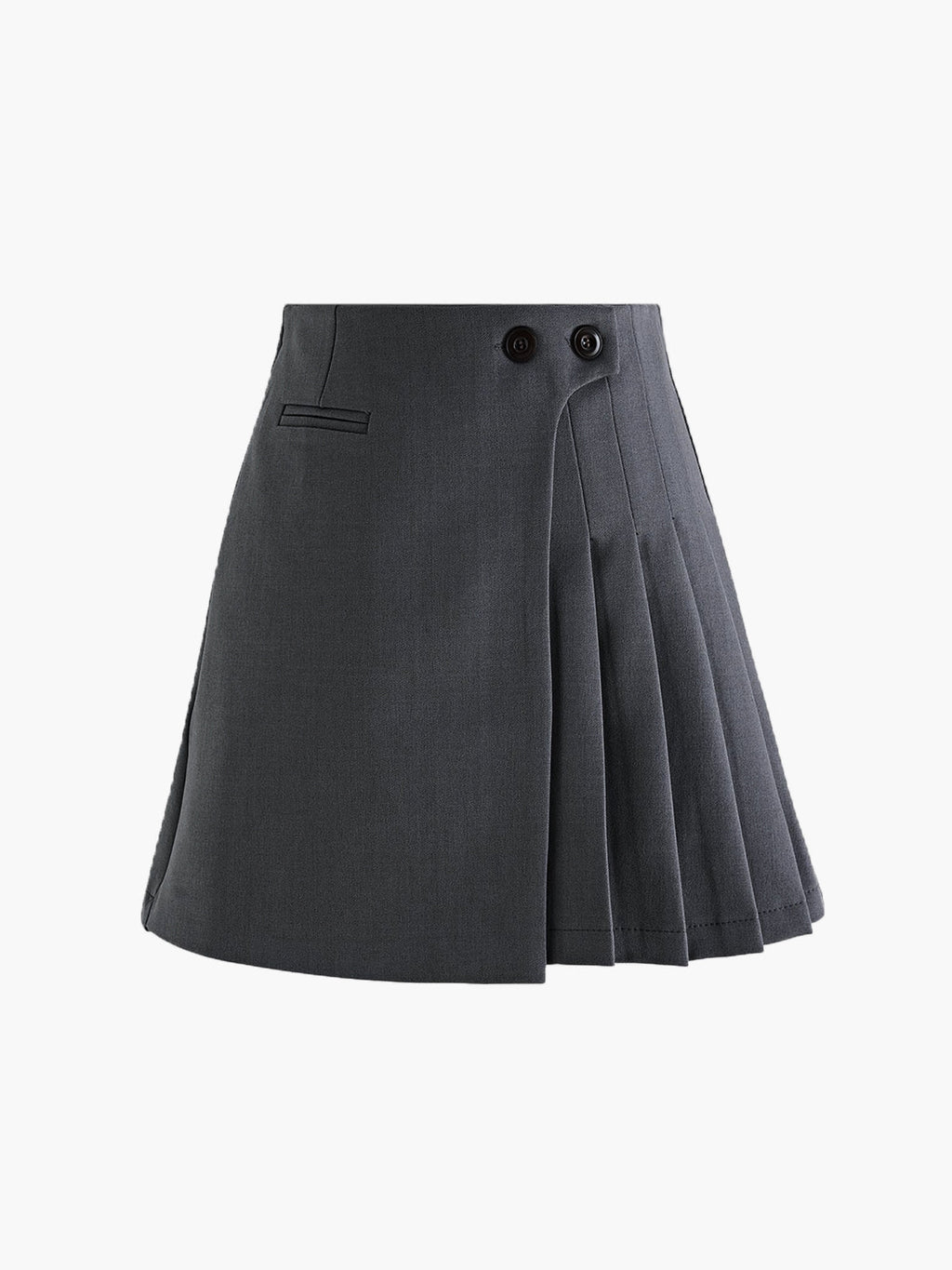 Mila | Plissérok in Wollook met Hoge Taille & Knopdetails