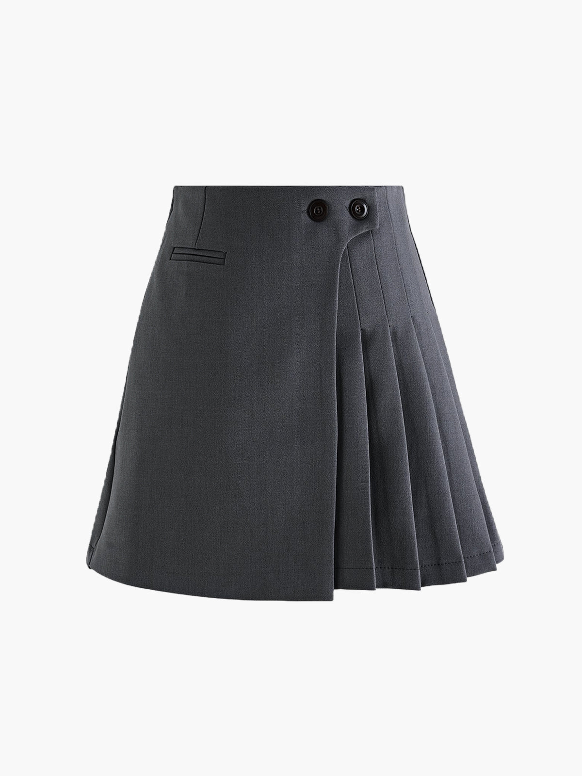 Mila | Plissérok in Wollook met Hoge Taille & Knopdetails