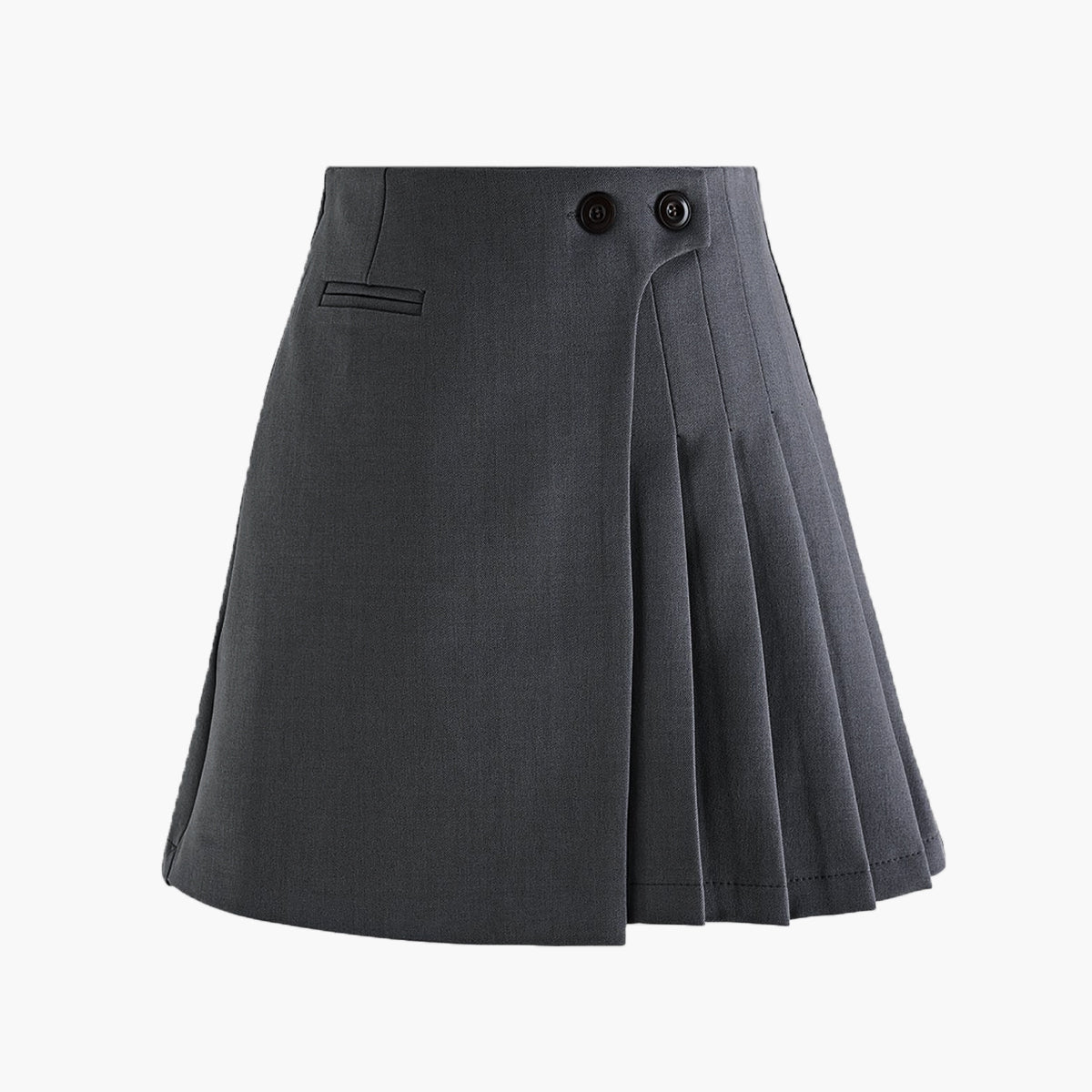 Mila | Plissérok in Wollook met Hoge Taille & Knopdetails