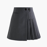 Mila | Plissérok in Wollook met Hoge Taille & Knopdetails