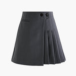 Mila | Plissérok in Wollook met Hoge Taille & Knopdetails