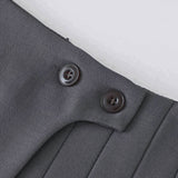 Mila | Plissérok in Wollook met Hoge Taille & Knopdetails