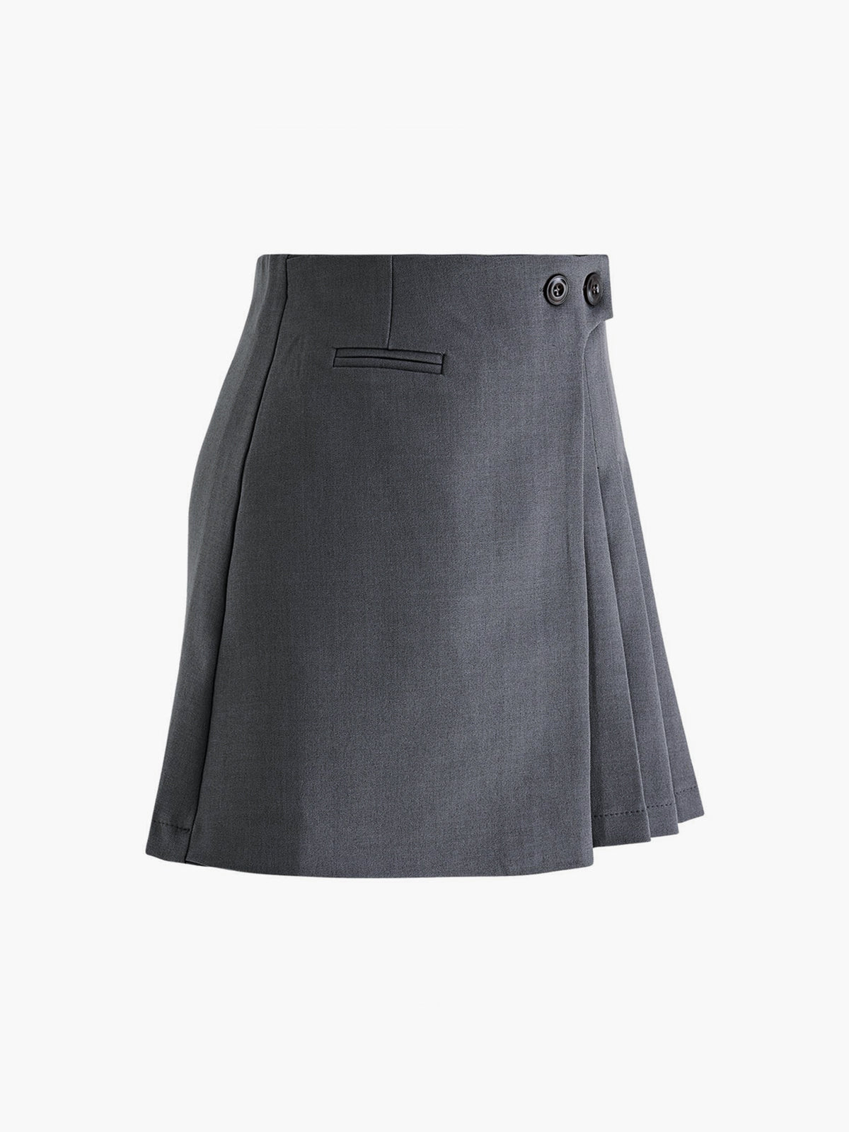 Mila | Plissérok in Wollook met Hoge Taille & Knopdetails