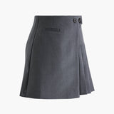 Mila | Plissérok in Wollook met Hoge Taille & Knopdetails