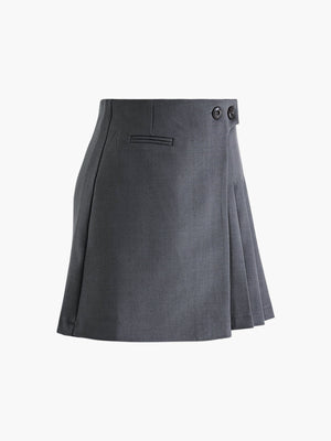 Mila | Plissérok in Wollook met Hoge Taille & Knopdetails