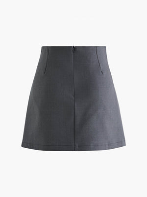 Mila | Plissérok in Wollook met Hoge Taille & Knopdetails
