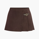 Noa | Falten-Minirok in breioptiek met decoratieve gesp
