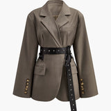 Mila | Oversized Blazer met Tailleband in Olijf
