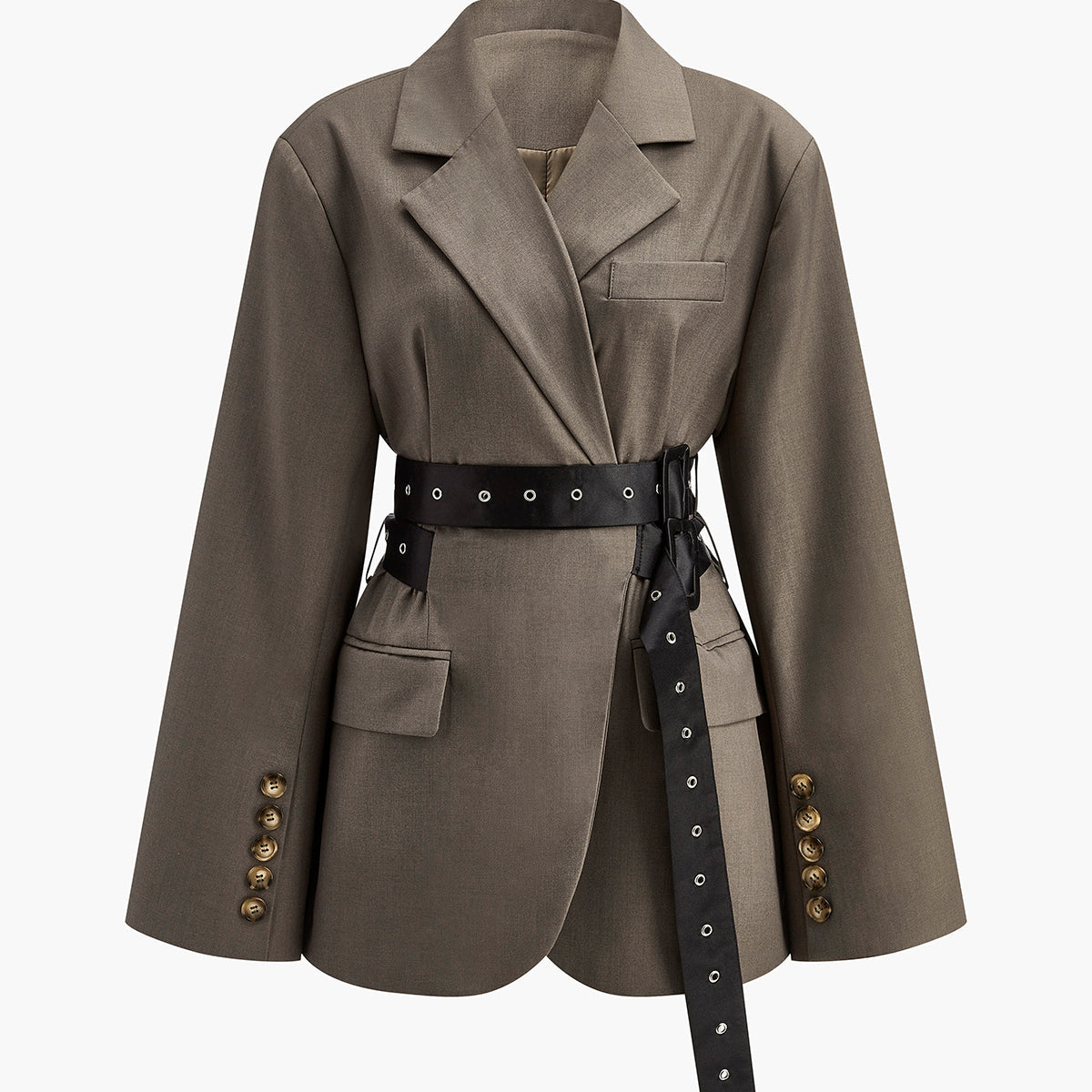 Mila | Oversized Blazer met Tailleband in Olijf