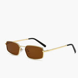 Minimalistische Rechthoekige Zonnebril met Metalen Frame en UV Bescherming