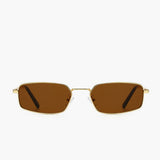 Minimalistische Rechthoekige Zonnebril met Metalen Frame en UV Bescherming