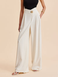 Stijlvolle Hoge Taille Wijde Pantalons Voor Modebewuste Vrouwen – Elegant Ontwerp, Zachte Stof & Veelzijdig Voor Zowel Casual Als Formele Gelegenheden.