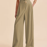 Stijlvolle Hoge Taille Wijde Pantalons Voor Modebewuste Vrouwen – Elegant Ontwerp, Zachte Stof & Veelzijdig Voor Zowel Casual Als Formele Gelegenheden.