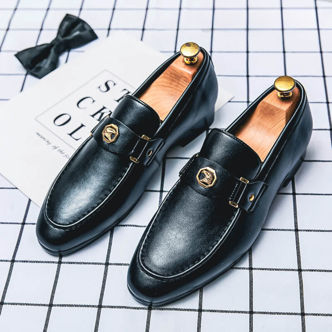 Elmar™ Luxe Heren Loafers met Gouden Accent