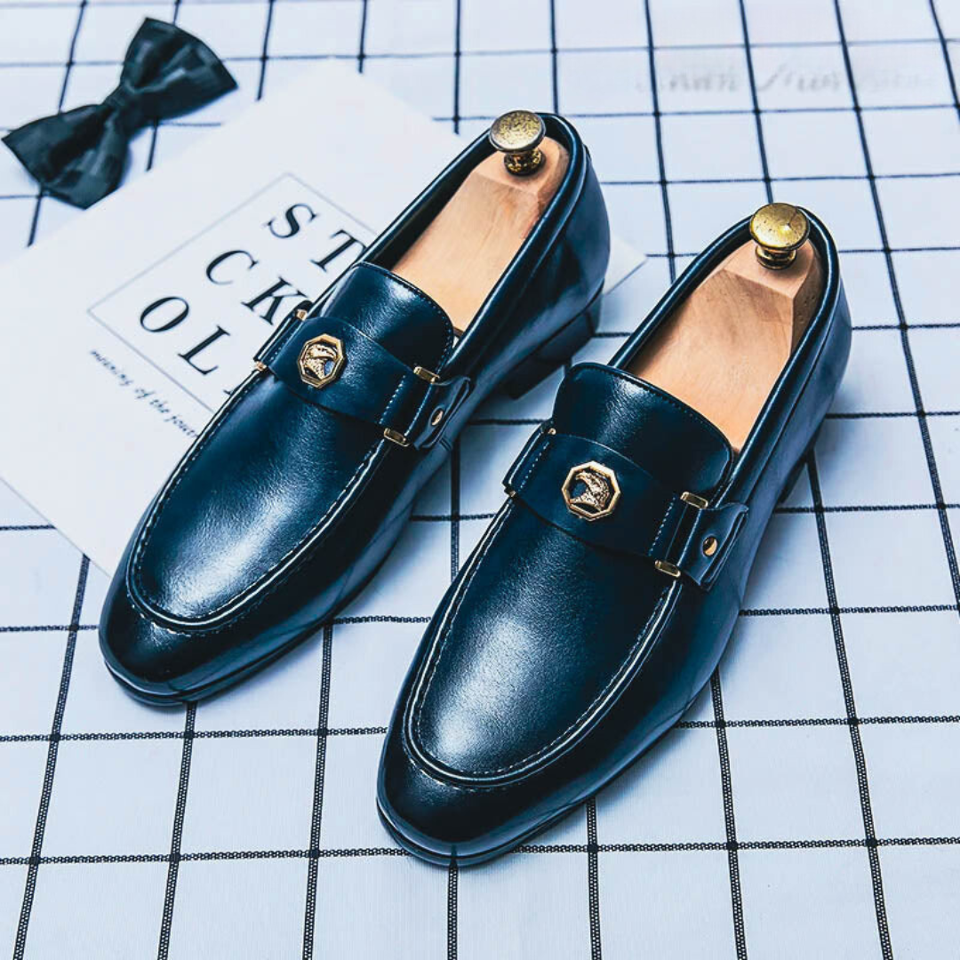 Elmar™ Luxe Heren Loafers met Gouden Accent