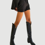 Betty | Moderne cowboylaarzen van zwart leer