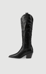 Betty | Moderne cowboylaarzen van zwart leer