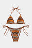 Lainie | Triangle-bikini-set met etnisch patroon en verstelbare bindbanden