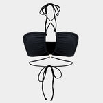 Meredith | Drie-delig Bikini-set met Wikkelband-Design, Pareldetails en Transparante Pareo