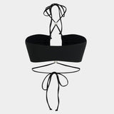 Meredith | Drie-delig Bikini-set met Wikkelband-Design, Pareldetails en Transparante Pareo