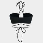 Meredith | Drie-delig Bikini-set met Wikkelband-Design, Pareldetails en Transparante Pareo