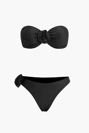 Jessica | Bandeau-Bikini-set met 3D-bloemen-details en figuuraccentuerende pasvorm