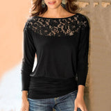 Fleurke™ Dames Top met Kant en Lange Mouwen