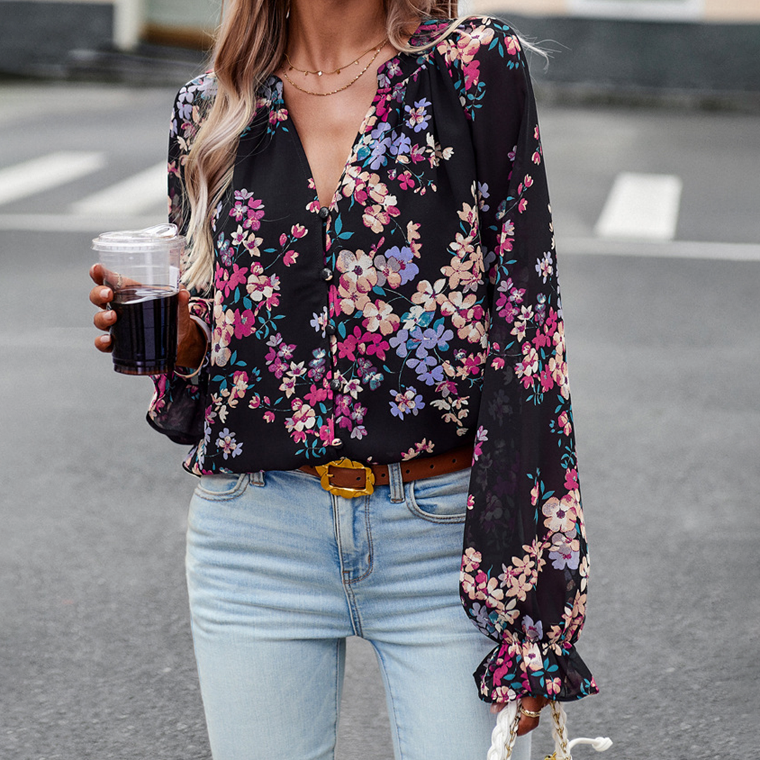 Evangeline™ Dames Blouse met Bloemenprint