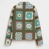 Trendy Korte Jas met Print en Knoopsluiting en Kraag