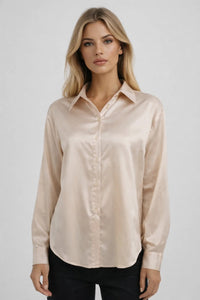 Satijnen Damesblouse met Lange Mouwen