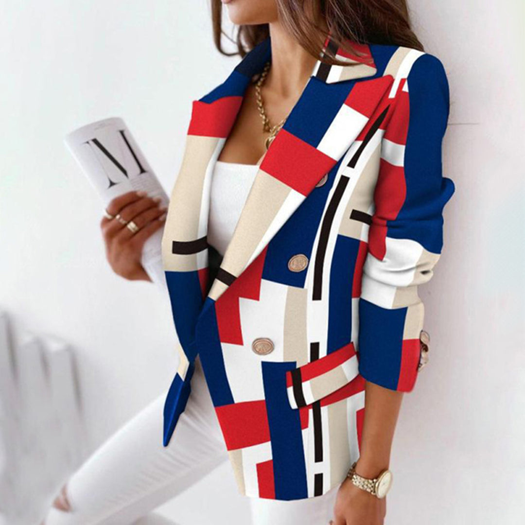 Sanneke™ Getailleerde Damesblazer met Ruitmotief