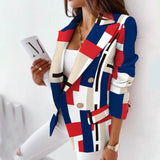 Sanneke™ Getailleerde Damesblazer met Ruitmotief