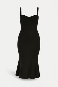 Elegante Bodycon Midi Jurk met Bandjes en Split