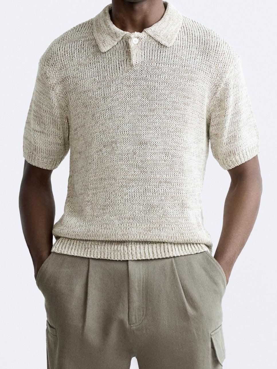 Casual gebreid poloshirt in vintage-look