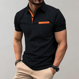 Liam | Wafelstructuur Poloshirt met opvallende contrastkleur