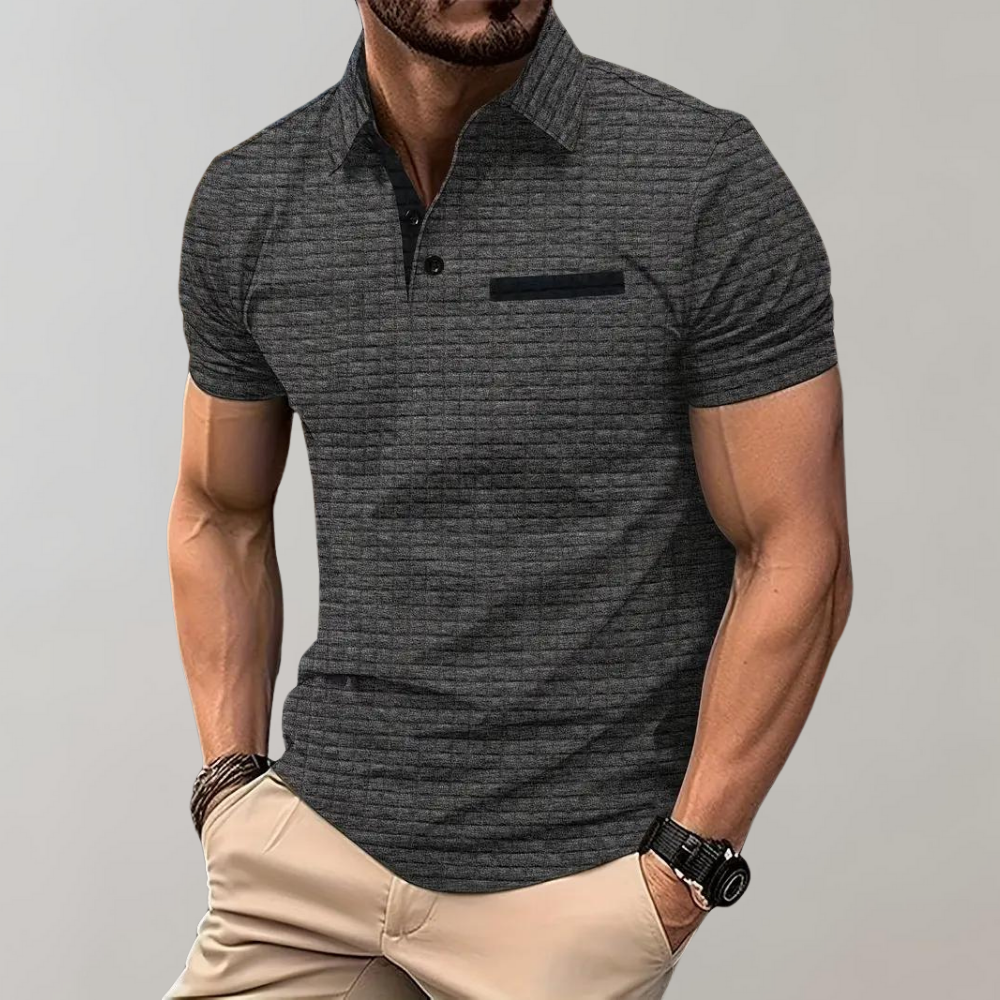 Liam | Wafelstructuur Poloshirt met opvallende contrastkleur