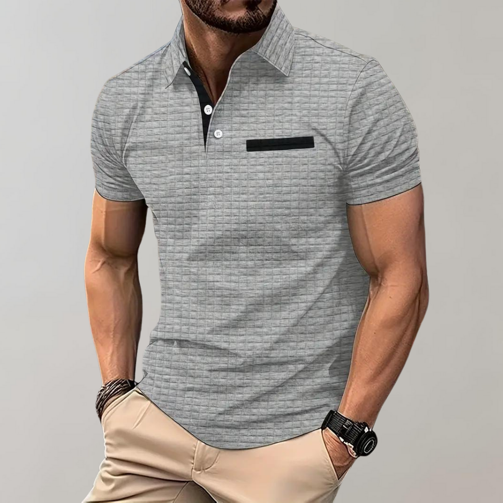 Liam | Wafelstructuur Poloshirt met opvallende contrastkleur