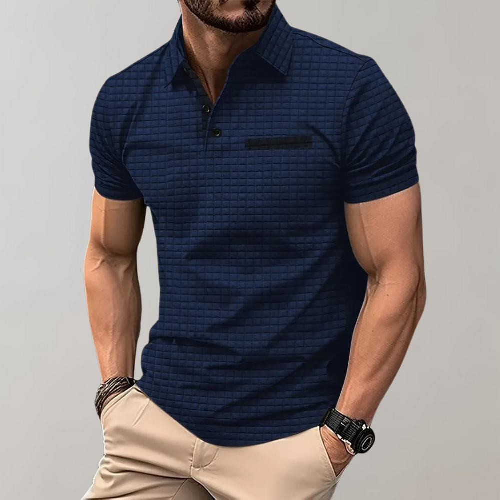 Liam | Wafelstructuur Poloshirt met opvallende contrastkleur