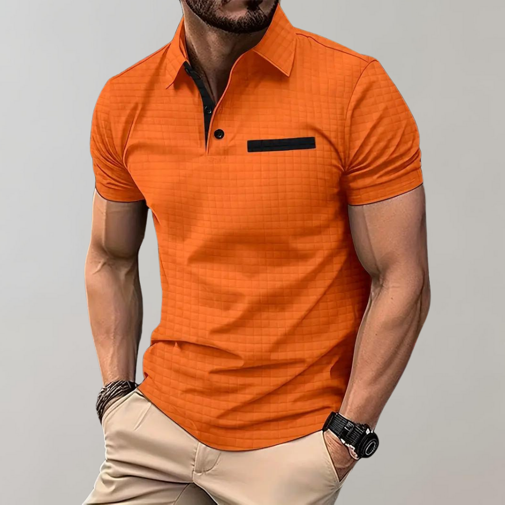 Liam | Wafelstructuur Poloshirt met opvallende contrastkleur