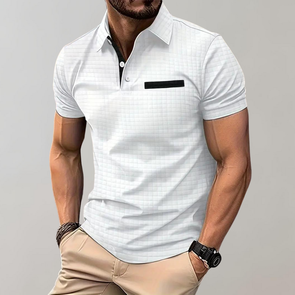 Liam | Wafelstructuur Poloshirt met opvallende contrastkleur