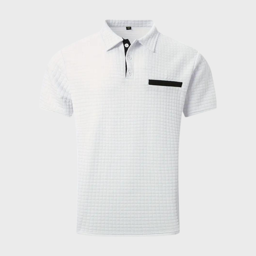 Liam | Wafelstructuur Poloshirt met opvallende contrastkleur