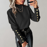 Cheryl™ Dames Top met Gouden Knoopdetails