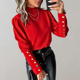 Cheryl™ Dames Top met Gouden Knoopdetails