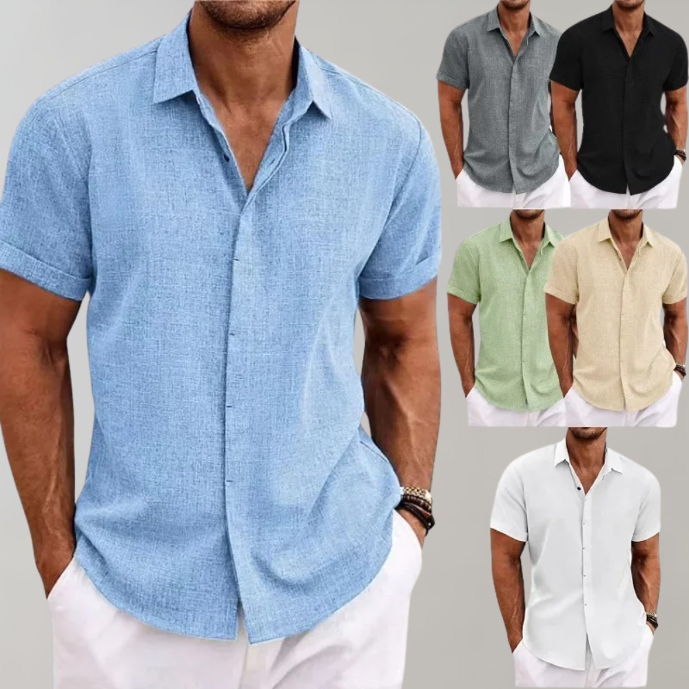 Oliver | Lichte korte mouwen linnen shirt