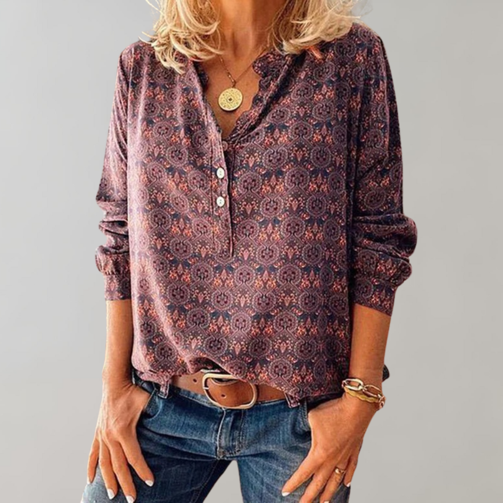 Amelia™ Dames Blouse met Boho Print