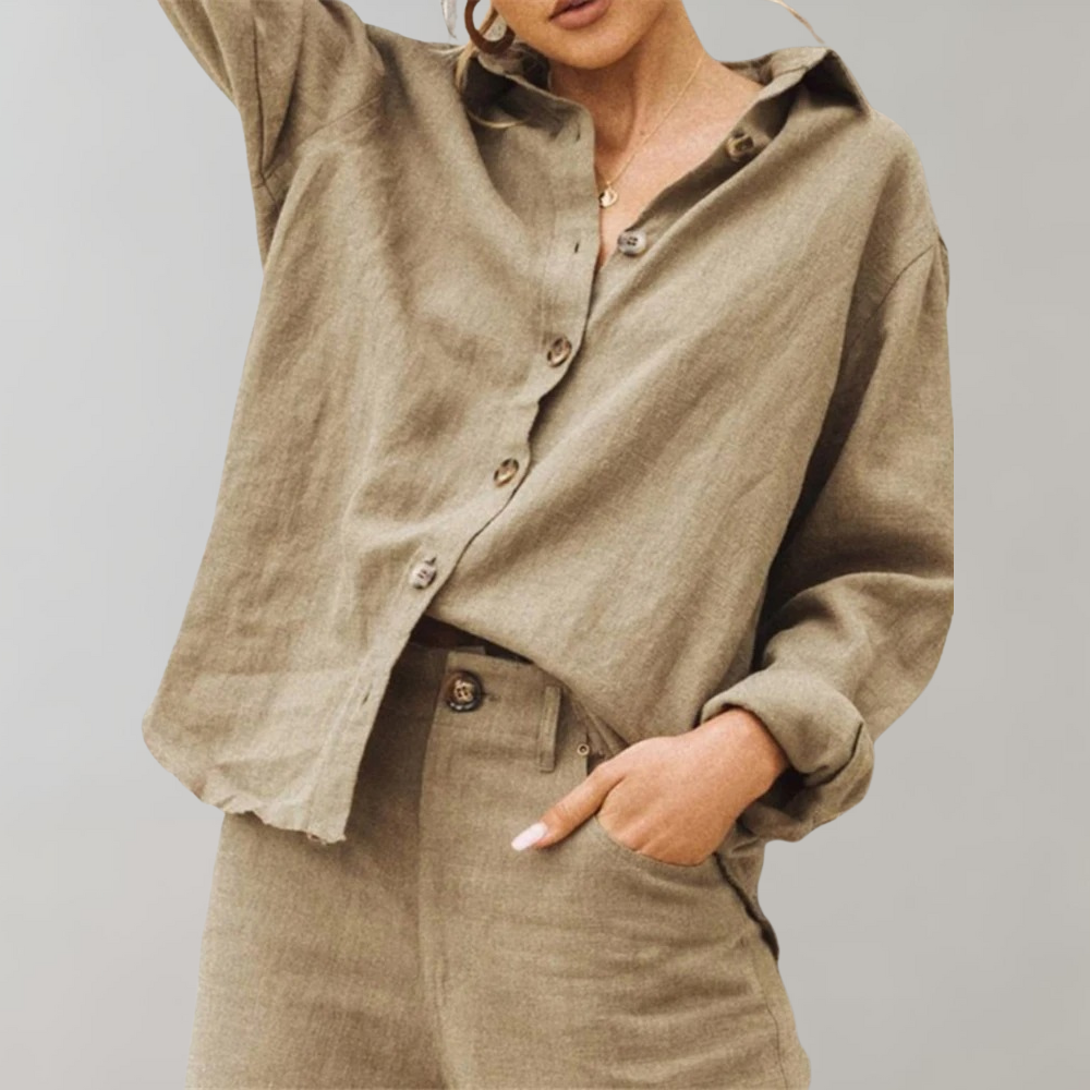 Annabelle™ Dames Linnen Look Blouse