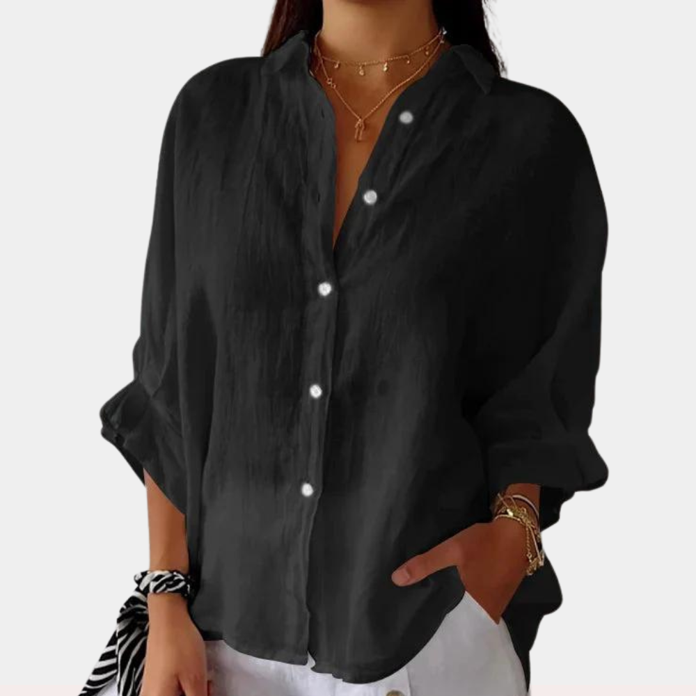 Deborah™ Dames Losvallende Linnen Blouse